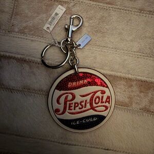 Coach Brown Leather Keychain Pepsi Cola NWT